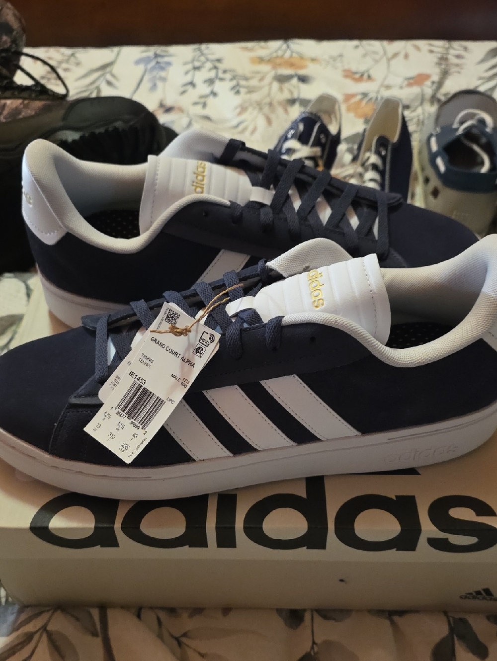 adidas Grand Court Alpha in Navy, White, Gold